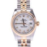 関税負担なし スイス製 高級 · 10Pダイヤ ルーレット刻印 179173G レディース YG/SS 腕時計 自動巻き 白文字盤 Aランク 送料無料 代金引換 銀蔵