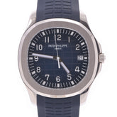 【送料無料】関税負担なし スイス製 高級 アクアノート 20周年記念モデル 5168G-001 メンズ WG/ラバー 腕時計 自動巻き ブルー文字盤 未使用 銀蔵