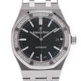 【送料無料】関税負担なし スイス製 高級 · ベゼルダイヤ 15451ST.ZZ.1256ST.01 メンズ SS 腕時計 自動巻き 黒文字盤 Aランク 正規新品未開封 銀蔵