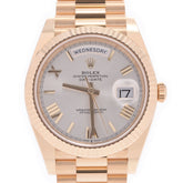 【送料無料】関税負担なし スイス製 高級 デイデイト 228238 メンズ YG 腕時計 自動巻き シルバー文字盤 未使用 銀蔵