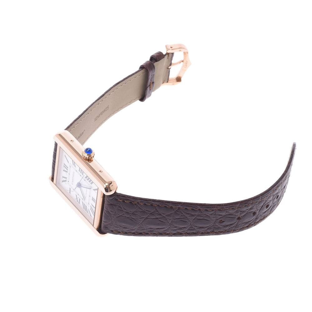 関税負担なし フランス製 高級 タンク ソロ XL W5200026 メンズ PG/SS/革 腕時計 自動巻き 白文字盤 Aランク 正規新品未開封 銀蔵