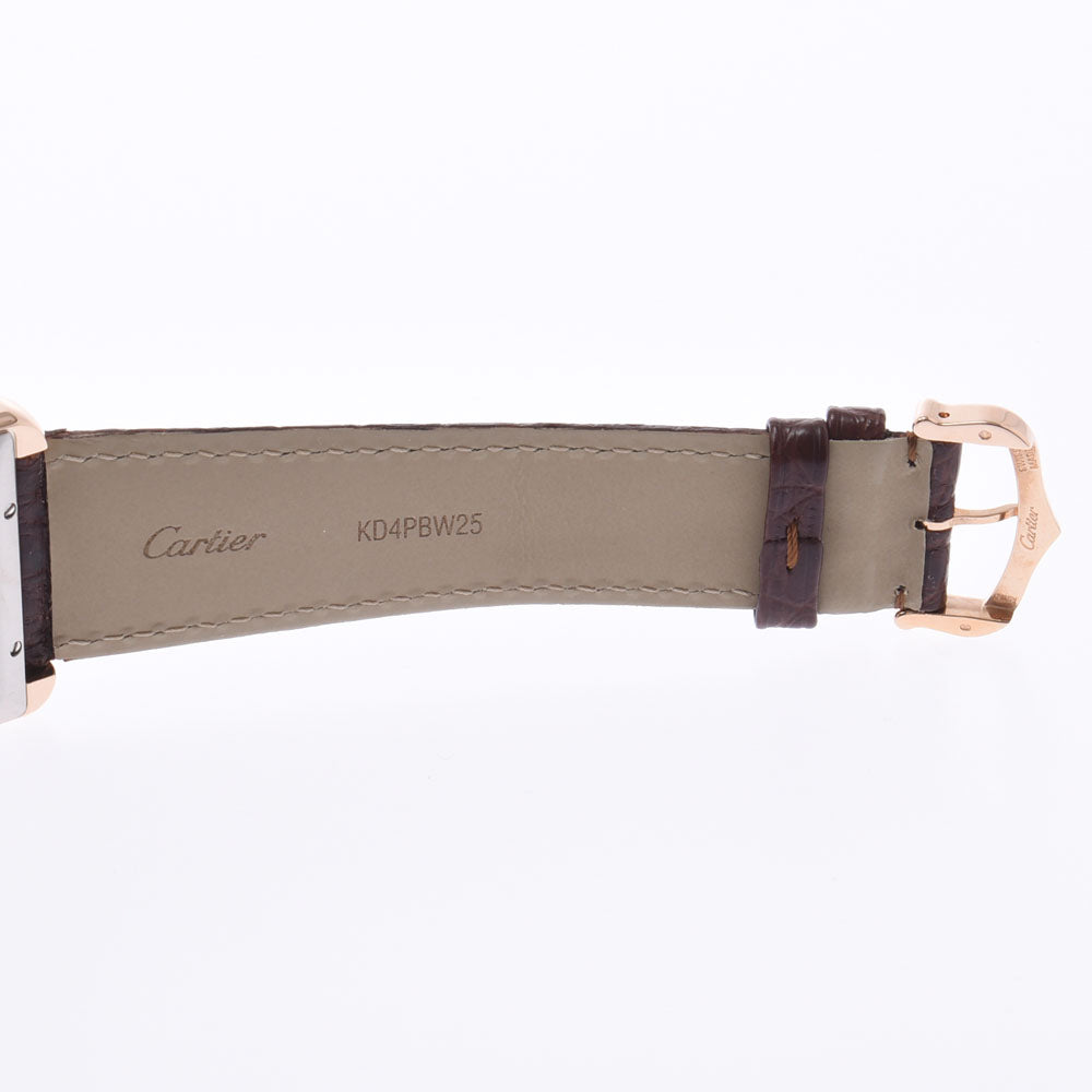 関税負担なし フランス製 高級 タンク ソロ XL W5200026 メンズ PG/SS/革 腕時計 自動巻き 白文字盤 Aランク 正規新品未開封 銀蔵