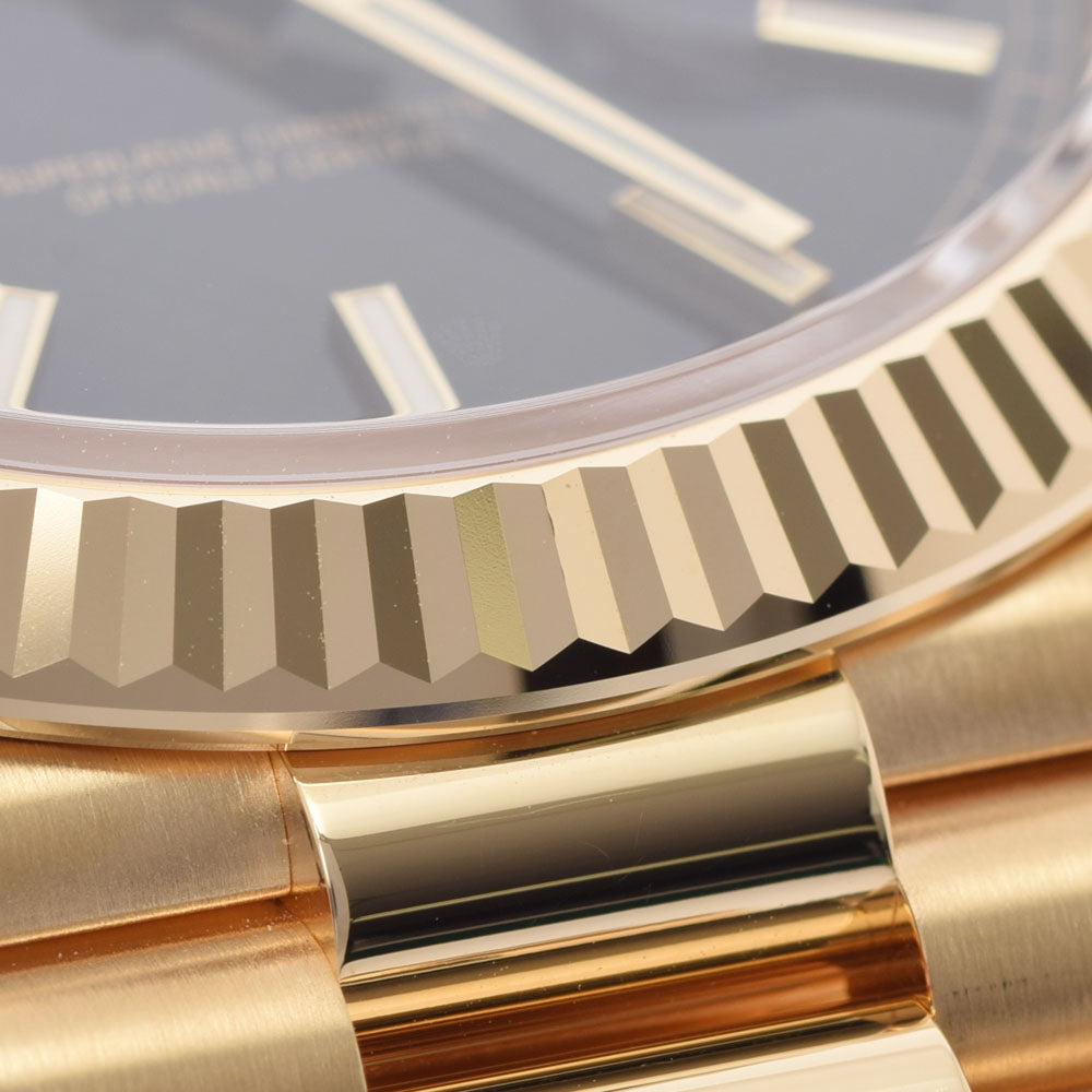 【送料無料】関税負担なし スイス製 高級 デイデイト40 228238 メンズ YG 腕時計 自動巻き ブラック文字盤 未使用 銀蔵