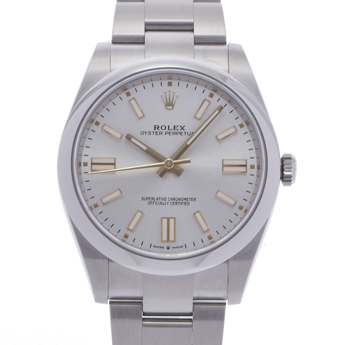 関税負担なし スイス製 高級 オイスターパーペチュアル 41 2021年11月 124300 メンズ SS 腕時計 自動巻き シルバー文字盤 Aランク 正規新品未開封 銀蔵