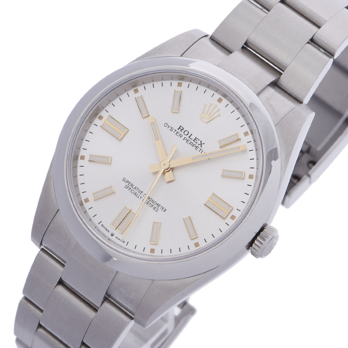 関税負担なし スイス製 高級 オイスターパーペチュアル 41 2021年11月 124300 メンズ SS 腕時計 自動巻き シルバー文字盤 Aランク 正規新品未開封 銀蔵