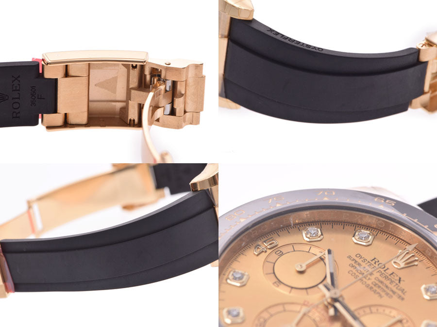 スイス製 高級 · 6Pダイヤ シャンパン文字盤 116518LNG ランダム番 メンズ YG/ラバー 自動巻 時計 新品 関税負担なし 箱 新ギャラ 銀蔵