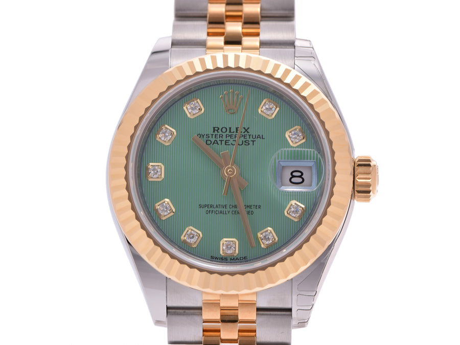 スイス製 高級 · 279173G 10Pダイヤ グリーン文字盤 ランダム番 レディース SS/YG 自動巻 時計 未使用 美品 関税負担なし 箱 新ギャラ 送料無料 代金引換 銀蔵