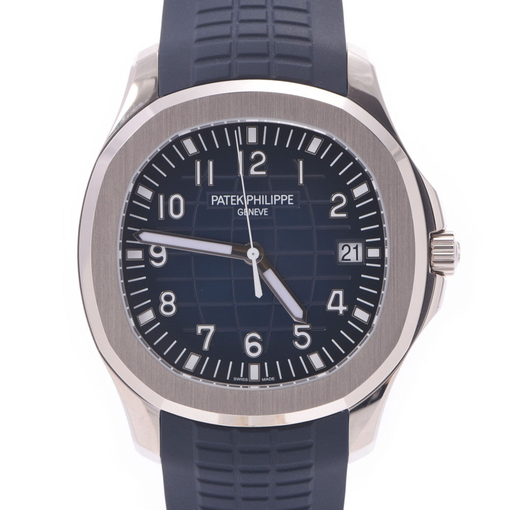 【送料無料】関税負担なし スイス製 高級 アクアノート 20周年記念モデル 5168G-001 メンズ WG/ラバー 腕時計 自動巻き ブルー文字盤 未使用 銀蔵