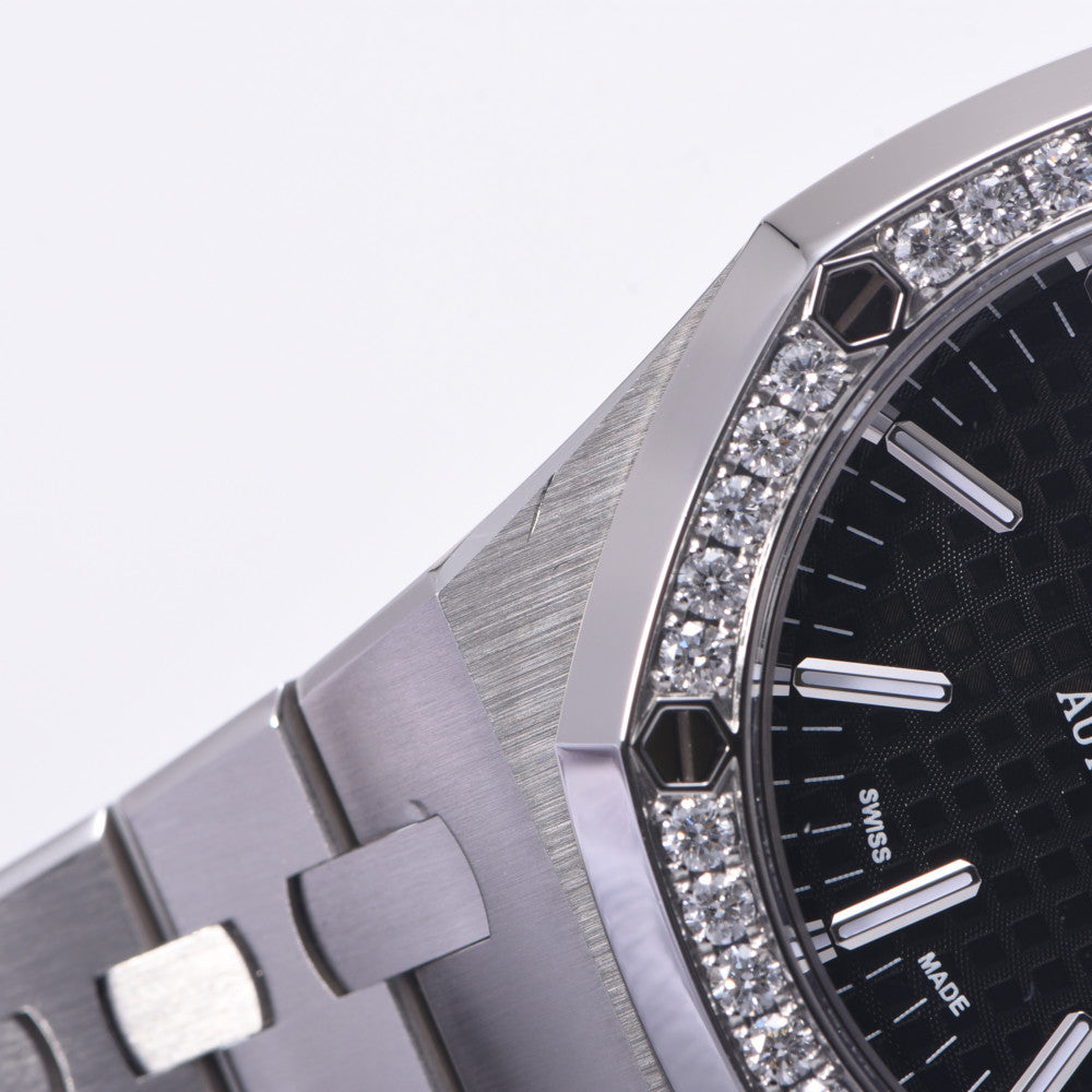 【送料無料】関税負担なし スイス製 高級 · ベゼルダイヤ 15451ST.ZZ.1256ST.01 メンズ SS 腕時計 自動巻き 黒文字盤 Aランク 正規新品未開封 銀蔵