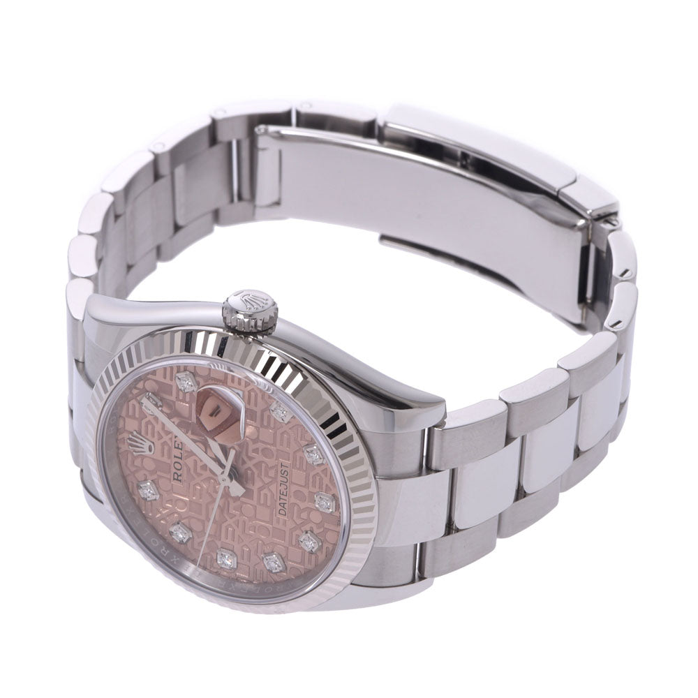 【送料無料】関税負担なし スイス製 高級 デイトジャスト 10Pダイヤ 126234G メンズ SS 腕時計 自動巻き ピンク彫りコンピューター文字盤 未使用 銀蔵
