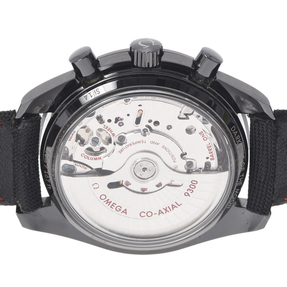 関税負担なし スイス製 クロノグラフ ダークサイドオブザムーン 311.92.44.51.01.003 メンズ 黒セラミック/ナイロン/革 腕時計 自動巻き 黒文字盤 Aランク 正規新品未開封 銀蔵