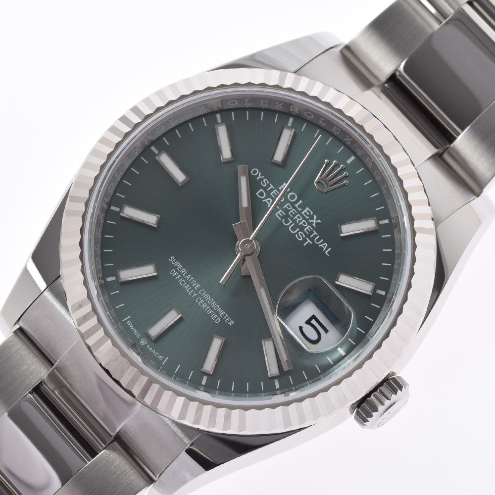 【送料無料】関税負担なし スイス製 高級 デイトジャスト 126234 メンズ SS/WG 腕時計 自動巻き ミントグリーン文字盤 未使用 銀蔵