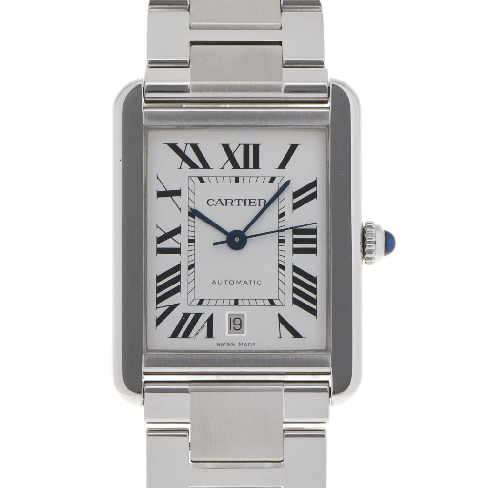 関税負担なし フランス製 高級 タンク ソロ XL W5200028 メンズ SS 腕時計 自動巻き シルバー文字盤 Aランク 正規新品未開封 銀蔵