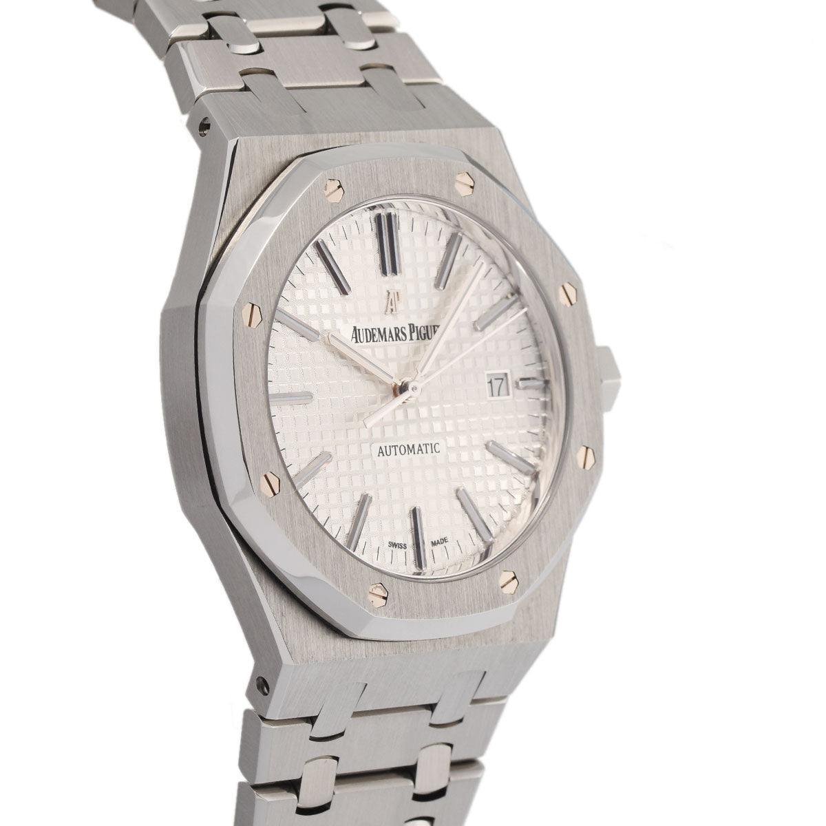 関税負担なし スイス製 高級 · 15400ST.OO.1220ST.02 メンズ SS 腕時計 自動巻き シルバー文字盤 Aランク 正規新品未開封 銀蔵