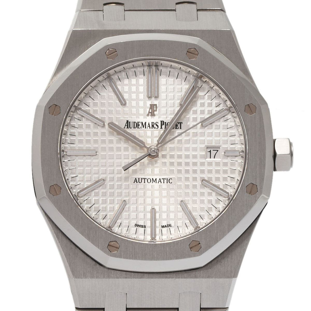 関税負担なし スイス製 高級 · 15400ST.OO.1220ST.02 メンズ SS 腕時計 自動巻き シルバー文字盤 Aランク 正規新品未開封 銀蔵