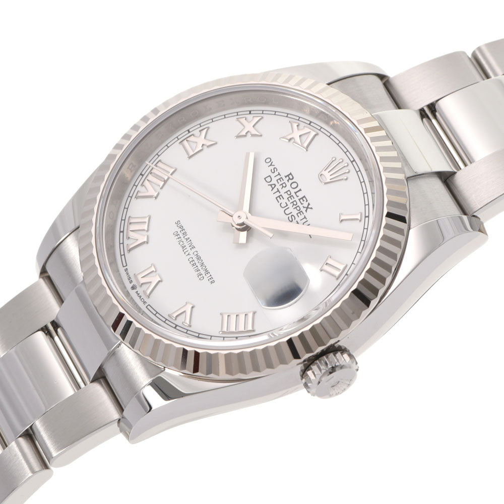 【送料無料】関税負担なし スイス製 高級 デイトジャスト 126234 メンズ SS/WG 腕時計 自動巻き 白文字盤 Aランク 正規新品未開封 銀蔵