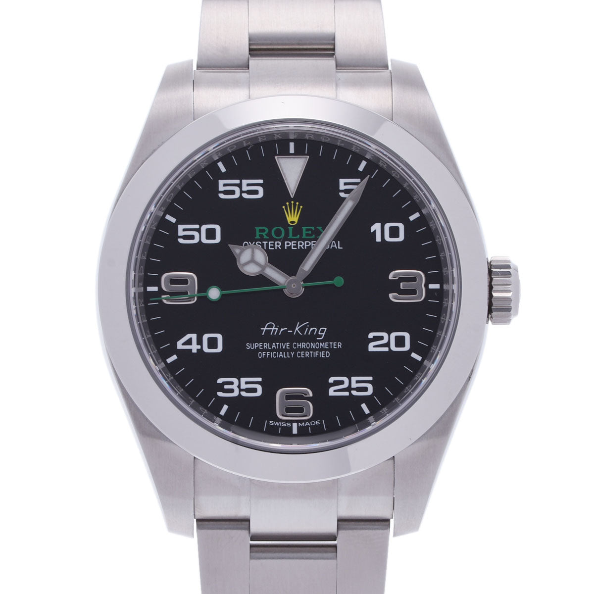 関税負担なし スイス製 高級 エアキング 116900 メンズ SS 腕時計 自動巻き 黒文字盤 Aランク 正規新品未開封 銀蔵