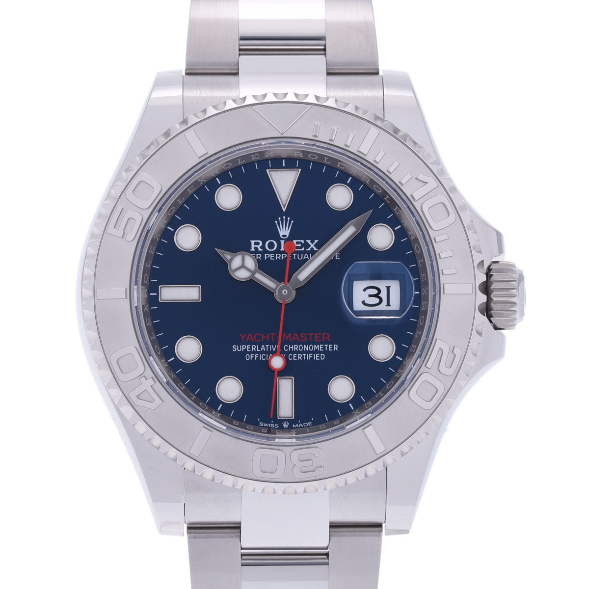 【送料無料】関税負担なし スイス製 高級 ヨットマスター 40 2023年9月 126622 メンズ PT/SS 腕時計 自動巻き 青文字盤 未使用 銀蔵