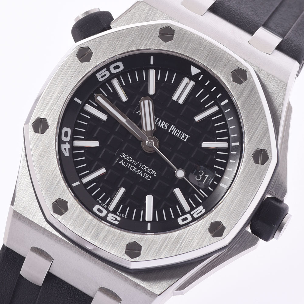 関税負担なし スイス製 高級 · · ダイバー 裏スケ 15710ST.OO.A002CA.01 メンズ SS/ラバー 腕時計 自動巻き 黒文字盤 Aランク 正規新品未開封 銀蔵