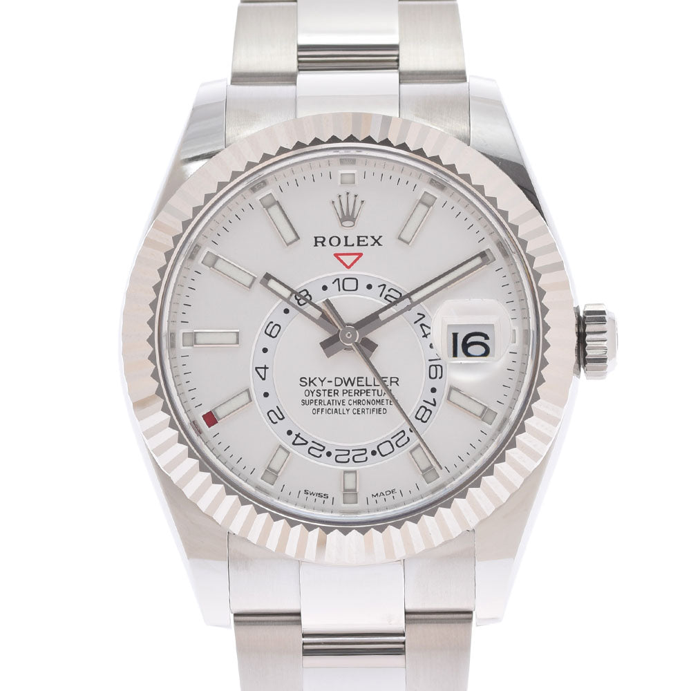 【送料無料】関税負担なし スイス製 高級 スカイドゥエラー ギャランティ(2022年08月)  326934 メンズ SS/WG 腕時計 自動巻き シルバー文字盤 未使用 銀蔵