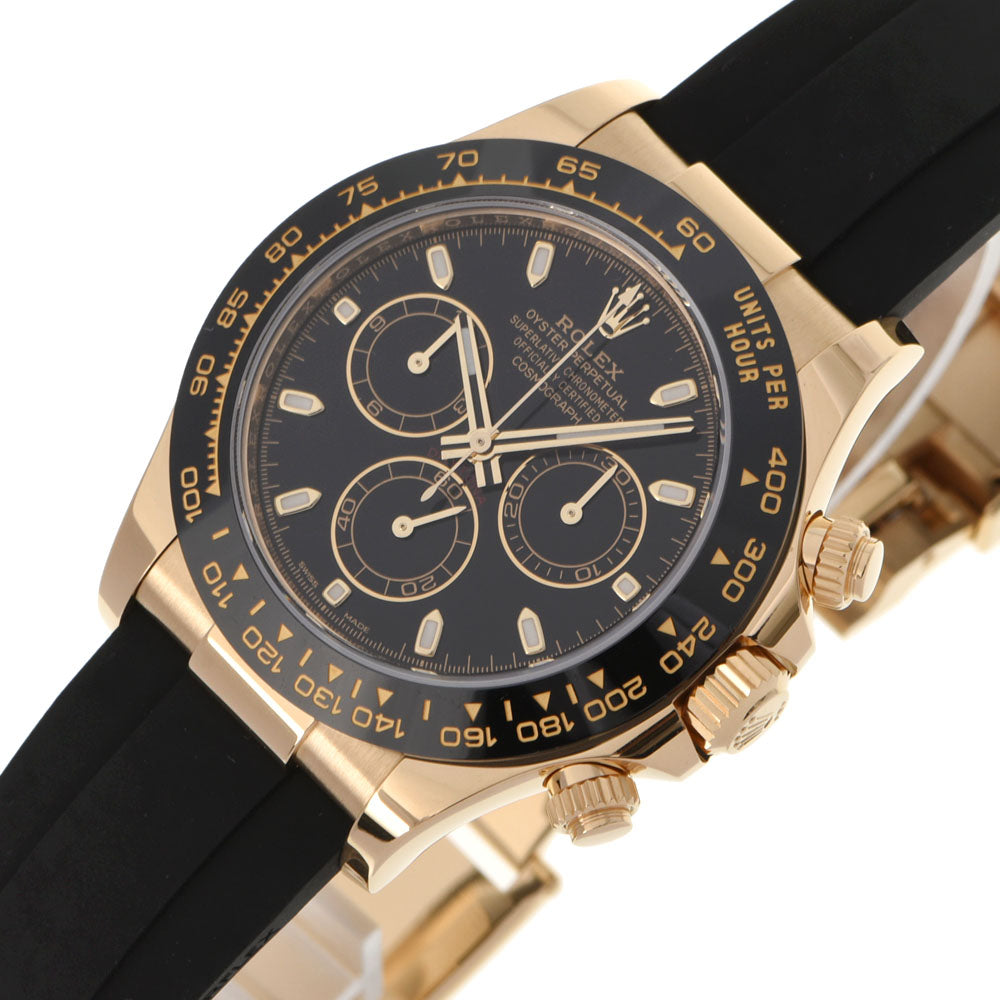 【送料無料】関税負担なし スイス製 高級 コスモグラフ · 2021年12月 116518LN メンズ YG/ラバー 腕時計 自動巻き 黒文字盤 Aランク 正規新品未開封 銀蔵