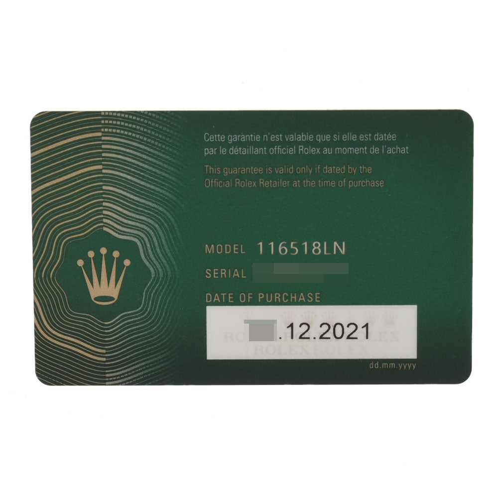 【送料無料】関税負担なし スイス製 高級 コスモグラフ · 2021年12月 116518LN メンズ YG/ラバー 腕時計 自動巻き 黒文字盤 Aランク 正規新品未開封 銀蔵