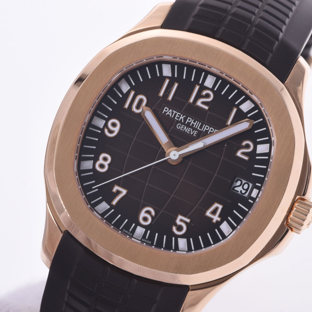 【送料無料】関税負担なし スイス製 高級 アクアノート 5167R-001 メンズ PG/ラバー 腕時計 自動巻き 黒文字盤 Aランク 正規新品未開封 銀蔵