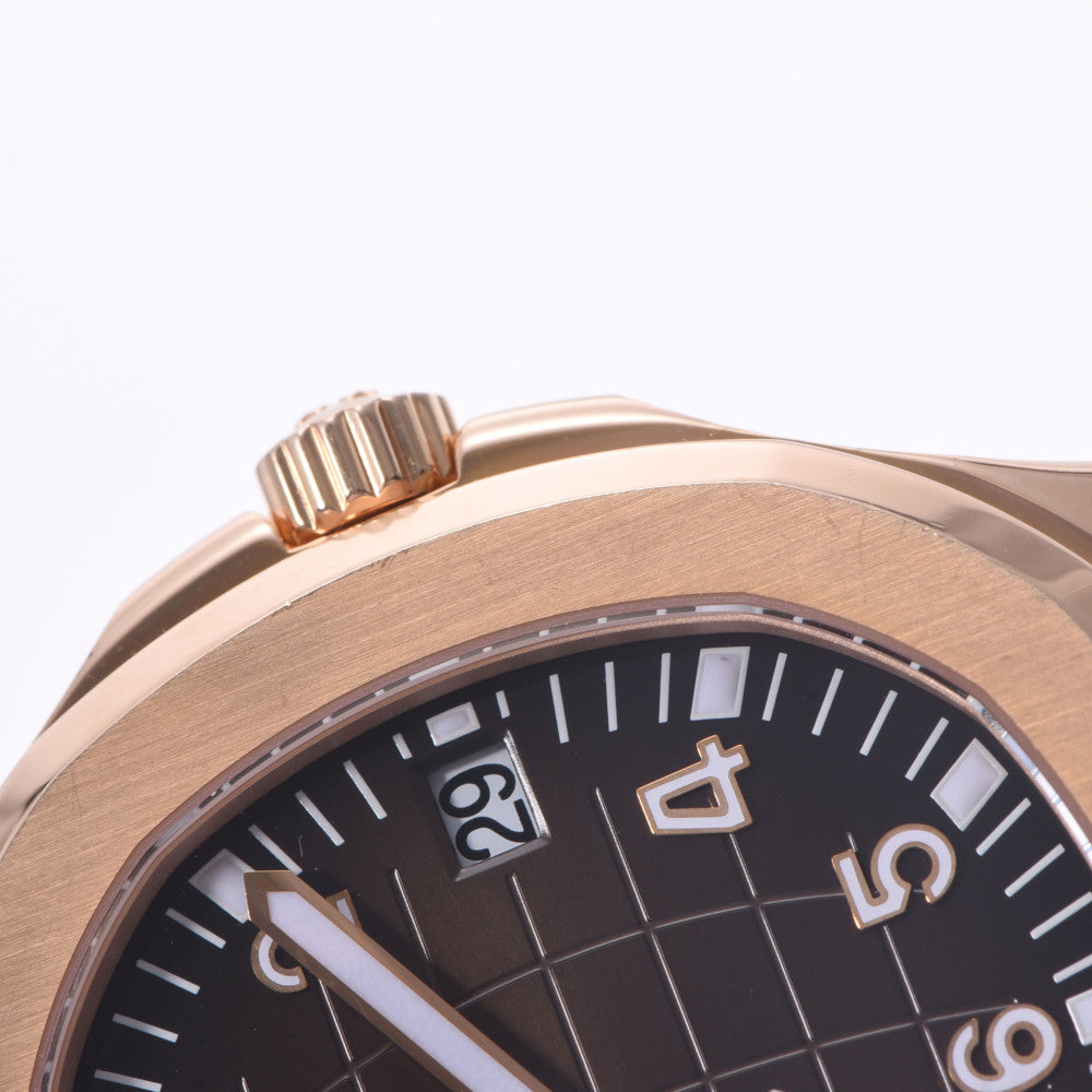 【送料無料】関税負担なし スイス製 高級 アクアノート 5167R-001 メンズ PG/ラバー 腕時計 自動巻き 黒文字盤 Aランク 正規新品未開封 銀蔵