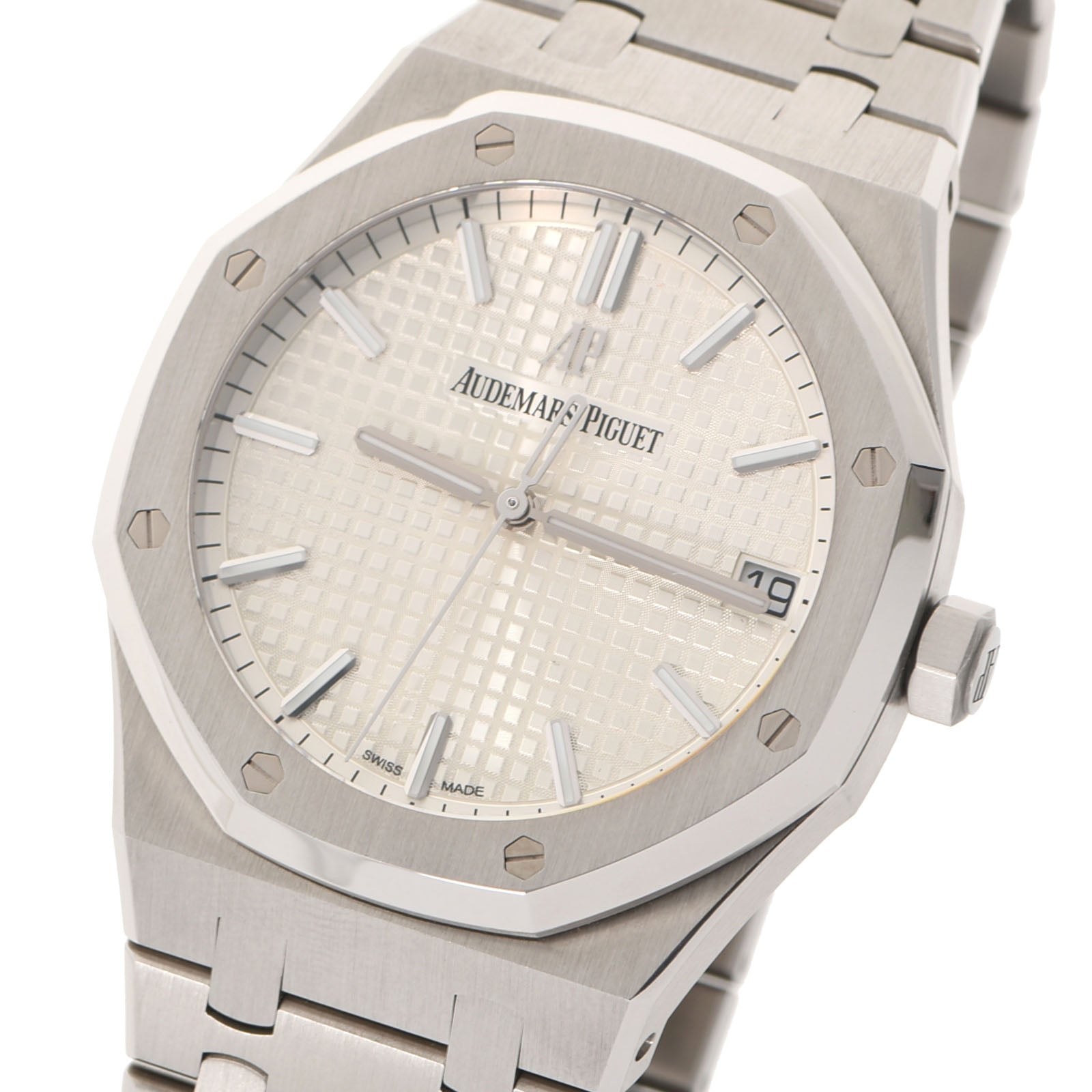 【送料無料】関税負担なし スイス製 高級 · 15500ST.OO.1220.ST.04 メンズ SS 腕時計 自動巻き 白文字盤 Aランク 正規新品未開封 銀蔵