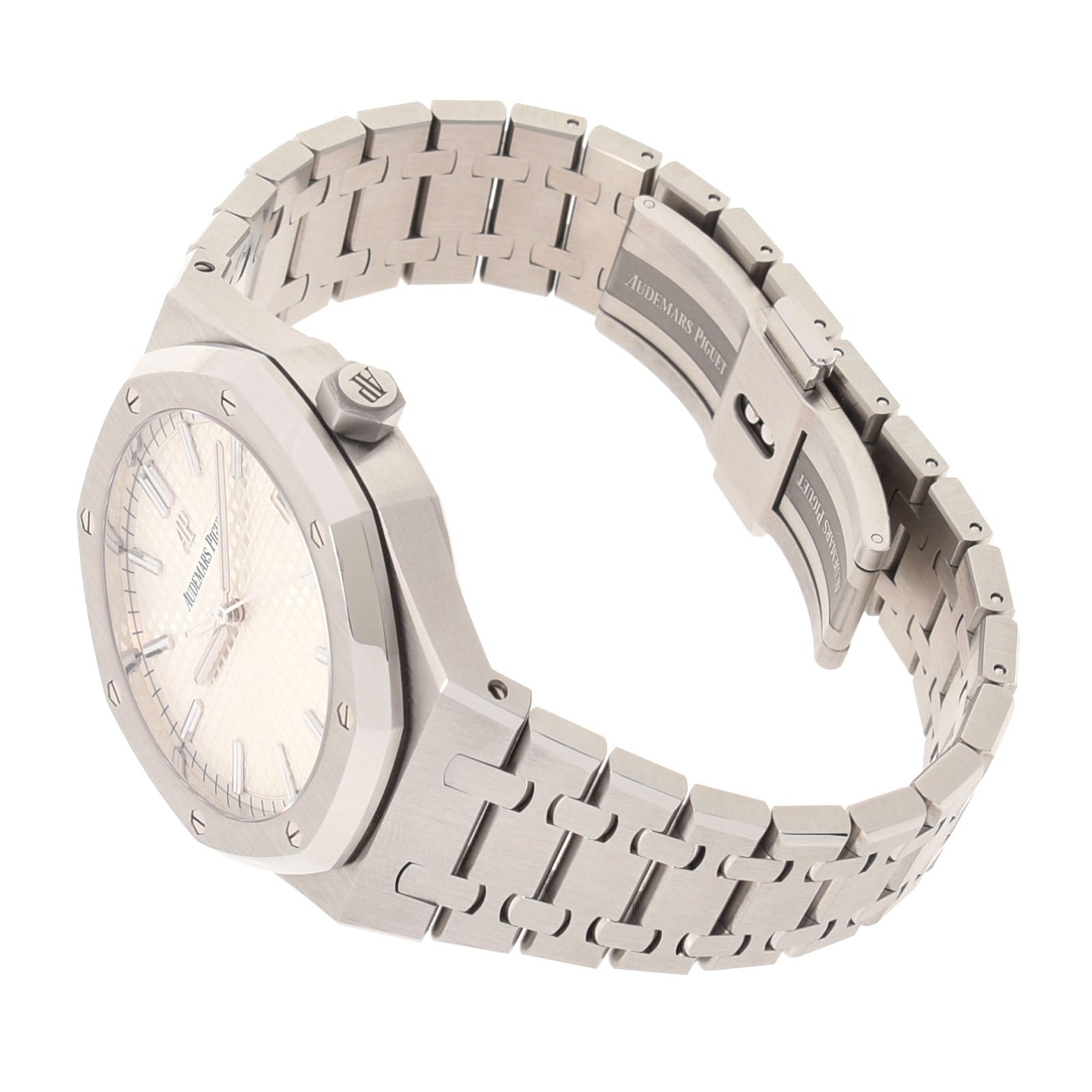 【送料無料】関税負担なし スイス製 高級 · 15500ST.OO.1220.ST.04 メンズ SS 腕時計 自動巻き 白文字盤 Aランク 正規新品未開封 銀蔵