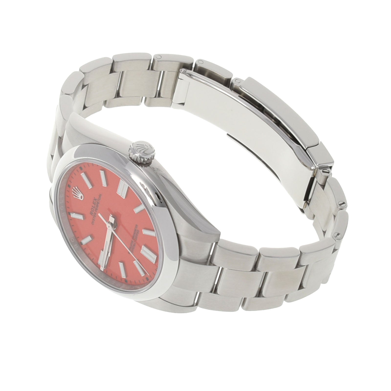 【送料無料】関税負担なし スイス製 高級 オイスターパーペチュアル 41 124300 メンズ SS 腕時計 自動巻き コーラルレッド文字盤 未使用 銀蔵