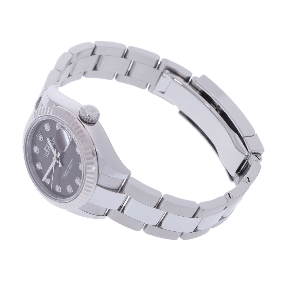 【送料無料】関税負担なし スイス製 高級 デイトジャスト 28 10Pダイヤ 2023年10月 279174G レディース SS/WG 腕時計 自動巻き ダークグレー文字盤 未使用 銀蔵